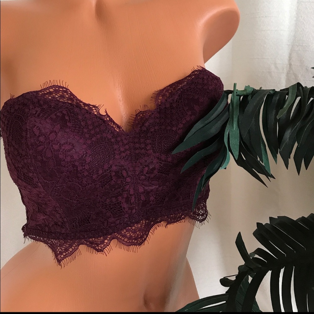 VS PINK S,M STRAPLESS EYELASH BRALETTE BRA KIR